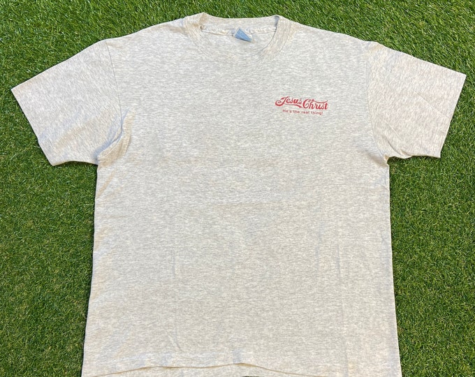 Vintage Always Jesus Christ T Shirt Tee Made USA Size Large L Church Sunday Service Salvation Praise 1990's 90's Christian God Coca Cola