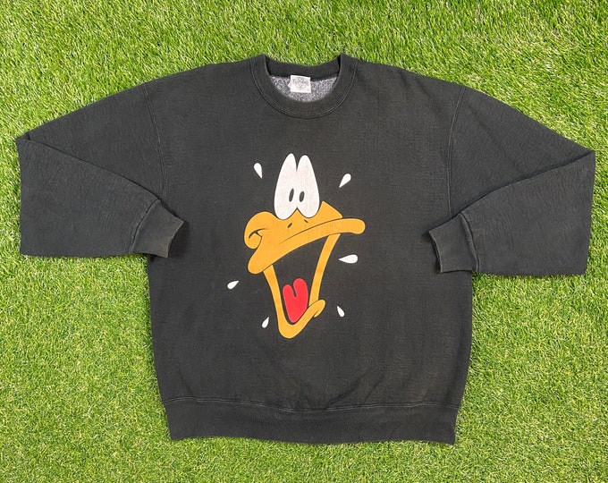 Vintage Daffy Ducks Crewneck Sweatshirt Acme Clothing Co Made USA Size Large L Looney Tunes Bugs Bunny Warner Bros Classic Cartoon 1990s 90s