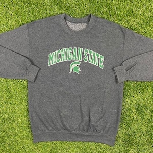 Vintage Michigan State University Sweatshirt Crewneck Size Large NCAA Football Spartans Detroit 80s 90s 1990s Classic MSU