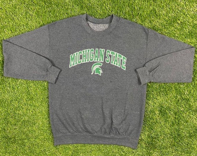 Vintage Michigan State University Sweatshirt Crewneck Size Large NCAA Football Spartans Detroit 80s 90s 1990s Classic MSU