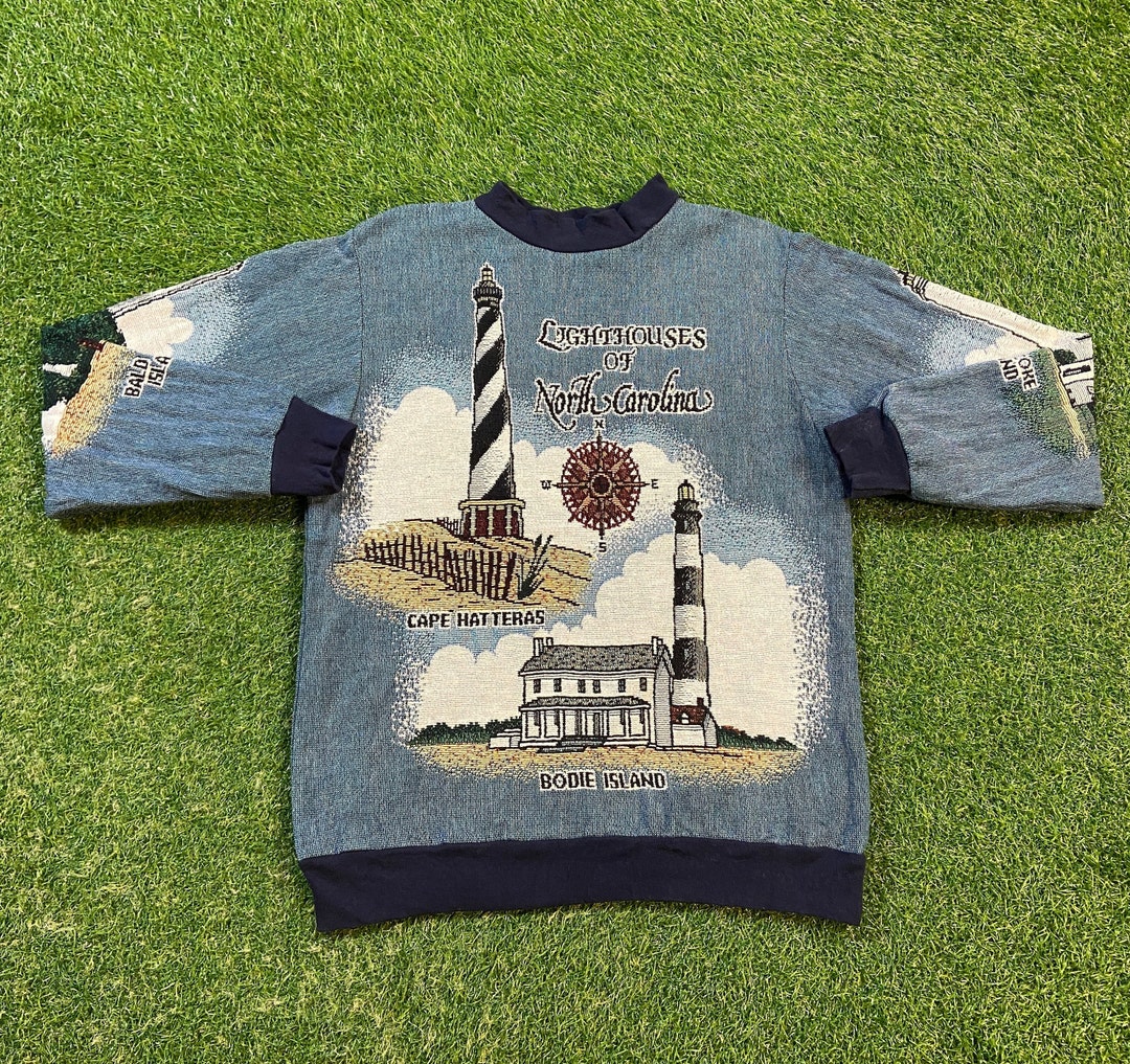 T-shirt Vintage 90s Beaufort NC Lighthouses - Pourpre, Taille S, Single Stitch