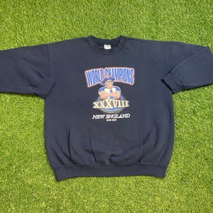 Vintage New England Patriots Crewneck Sweatshirt Size Large L Super Bowl NFL Football Boston Massachusetts Tom Brady 1990s Pull Over