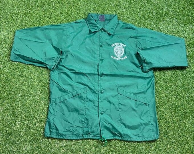 Vintage Metro Dade Corrections Windbreaker Jacket Size Large L Miami Florida Jail Prison Police Light Rain Coat 1990s 90s