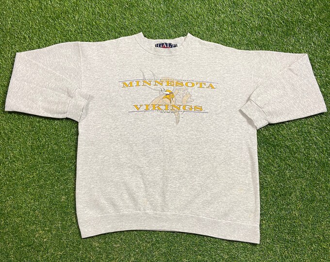 Vintage Minnesota Vikings Crewneck Sweatshirt Galt Sand Size Medium M NFL Football Randy Moss Pull Over Oversized 1990s 90s
