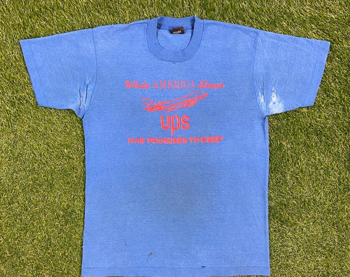 Vintage UPS United Parcel Service T Shirt Tee Screen Stars Made USA Size Large L Shipping Receiving Supply Post Office Amazon Delivery