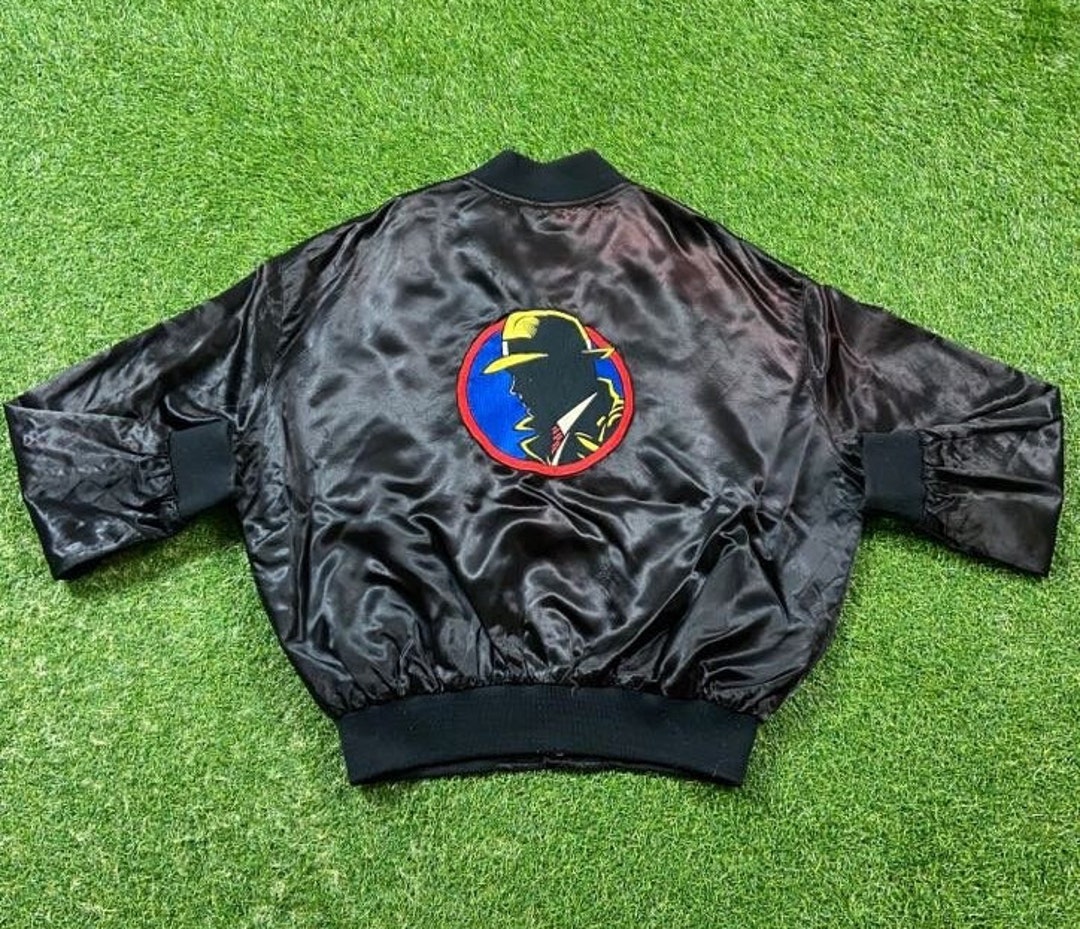 Vintage Dick Tracy Satin 1980s 80s Sherlock Holmes Bomber Jacket