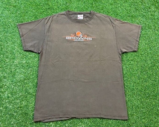 Vintage Cleveland Browns T Shirt Tee Cadre Athletic Made USA Size Large L NFL Football Ohio Cavaliers Lebron 1990s 90s