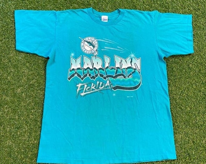 Vintage Florida Marlins T Shirt Tee Salem Sportswear Made USA Size Large L MLB Baseball Miami FL 1990s 90s