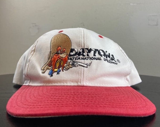 Vintage Daytona International Speedway Snapback Hat AJD OSFA NASCAR Daytona 500 All Over Racing Dale Earnhardt Looney Tunes Yosemite Sam 90s