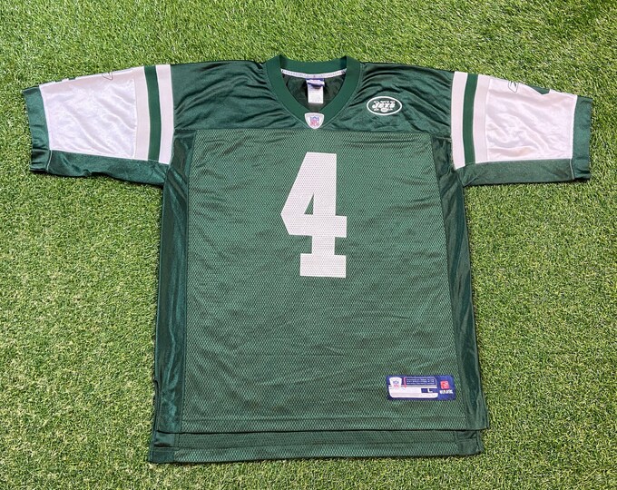 Vintage New York Jets Brett Farve #4 Jersey Reebok Size Large L NFL Football NY Authentic 00s