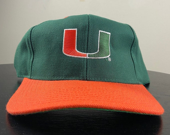 Vintage University of Miami Hurricanes Snapback Hat Cap Headmaster OSFA 305 The U Miami Style Florida NCAA College Football 90s