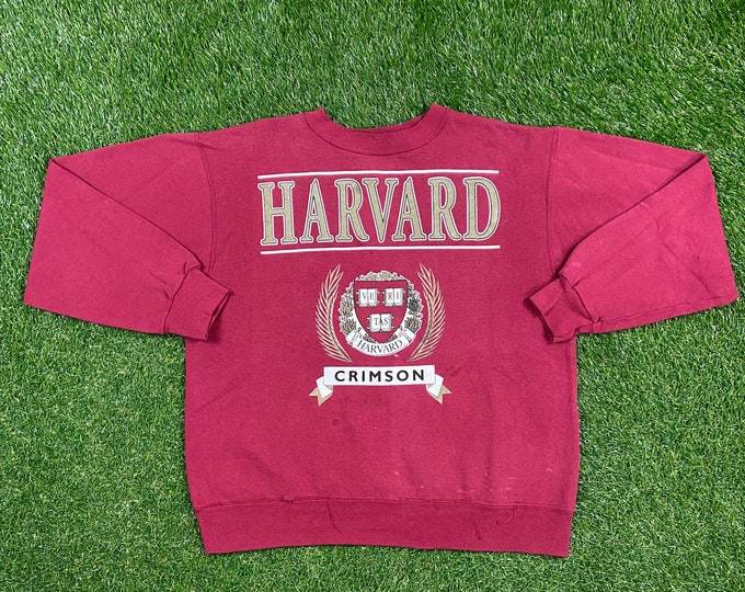 Vintage Harvard University Crewneck Sweatshirt Hanes Made USA Size Xtra Large XL NCAA College Ivy League Classic Law 1990s 90s Pull Over