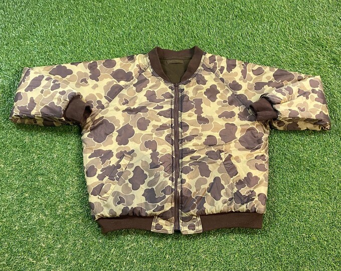 Vintage Camo Reversible Jacket Size Large L Military Army Jacket Quality Warm Hunting Coat Hiking 1990s 90s