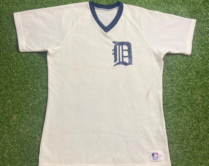 Vintage Detroit Tigers T Shirt Tee Sand Knit Made USA Size Large L MLB Baseball Michigan 1990s 90s