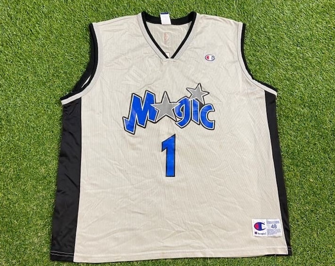 Vintage Tracy McGrady #1 Orlando Magic Jersey Champion Size 48 NBA Basketball Florida Penny Shaq 00s