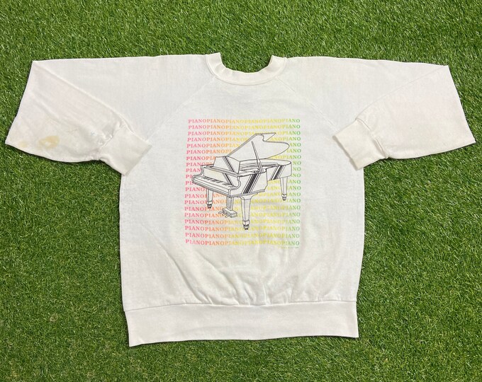 Vintage Piano Crewneck Sweatshirt Made USA Size Medium M Music Quality 1990s Oversized Great Fit Original 90s