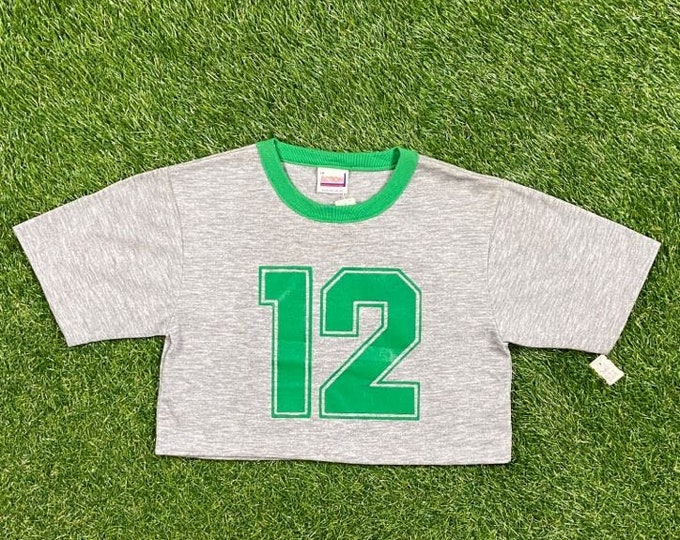 Vintage Number 12 Crop Top T Shirt Tee Action Size 16 Fits like XXS Quality Fit Original 1970s 70s Deadstock