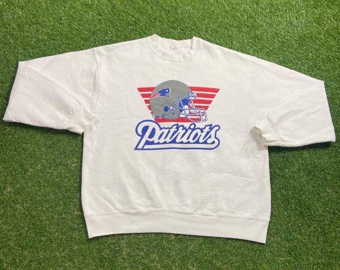 Vintage New England Patriots Crewneck Sweatshirt Size Large L NFL Football Boston Massachusetts Tom Brady TB12 Pull Over Oversized 1990s 90s