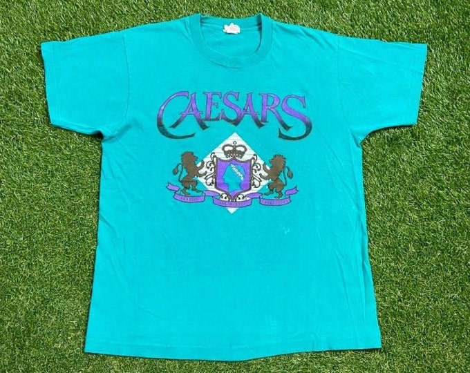 Vintage Caesars T Shirt Tee Made USA Size Xtra Large XL Las Vegas Hotel Casino Gambling Sin City Nevada Tourist Visitor 1990s 90s