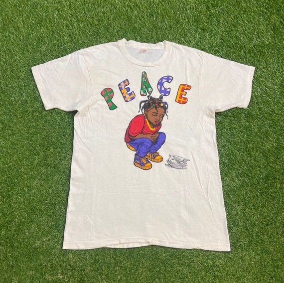Vintage Peace T Shirt Tee Made USA Size Large L Children Humanity