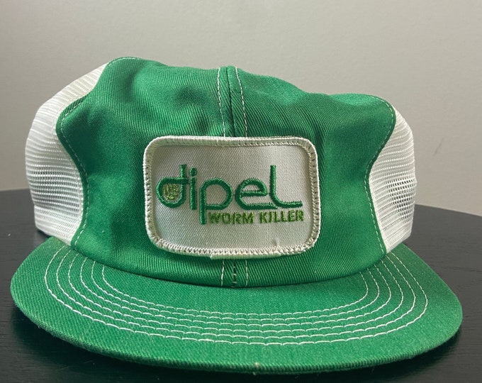 Vintage Dipel Worm Killer Snapback Hat OSFA Agricultural Gardening 1980s 80s K Brand Trucker hat