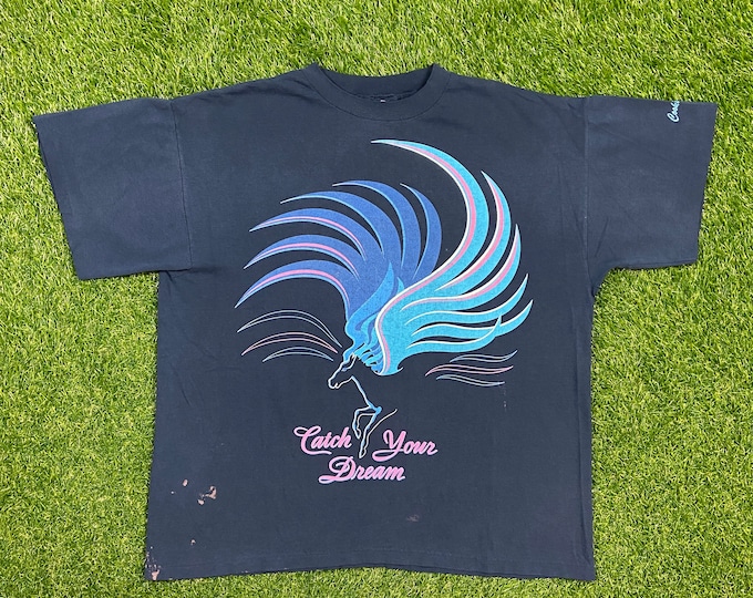 Vintage Catch Your Dream 1997 Cookie Volunteer T Shirt Tee Little Brownie Originals Made USA Xtra Large XL Girl Scout Cookies Unicorn 90s