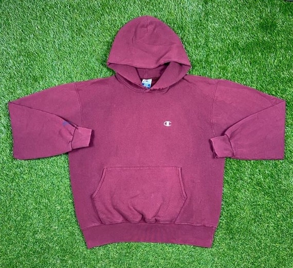 Vintage Plain Burgundy Champion Hoodie Sweatshirt Size Large L Quality 1990 s Oversized Comfy Great Fit Original 90s Pull Over Oversized Etsy