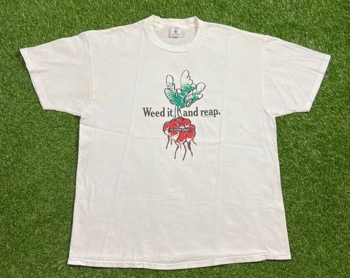 Vintage The Victory Garden T Shirt Tee Made USA Size Xtra Large XL Gardening Flowers Bees Caterpillars Butterflies Nature Plants 1990s 90s