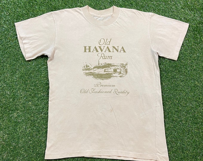 Vintage Old Havana Rum T Shirt Tee Size Medium M Classic Rum Drink Alcohol Party Night Life Classic Liquor 1990s 90s