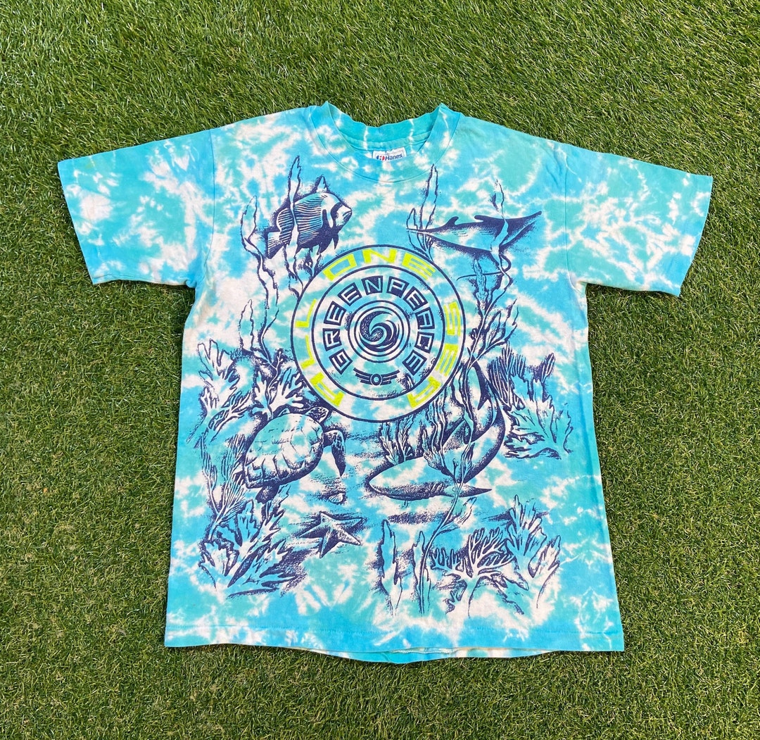 Vintage All One Sea T Shirt Tee Hanes Made USA Medium M Green Peace Sea ...