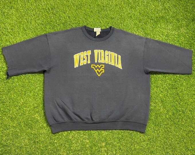 Vintage West Virginia University Crewneck Sweatshirt Size XXL 2XL Mountaineers WVU NCAA College Football 1990s 90s Pull Over Oversized