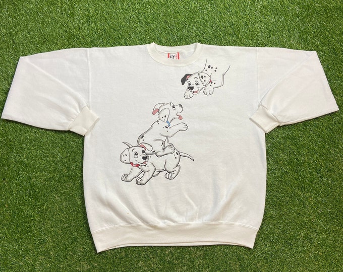 Vintage 101 Dalmatians Crewneck Sweatshirt Made USA Size Xtra Large XL Walt Disney World Cruella De Vil 1996 Animated Movie 90s