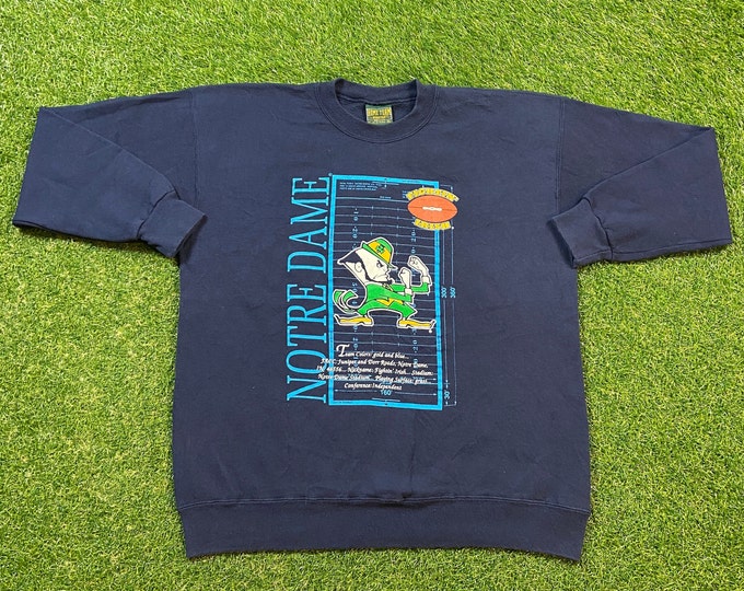 Vintage Notre Dame University Crewneck Sweatshirt Made USA Size Xtra Large XL NCAA College Football Fighting Irish Pull Over Oversized