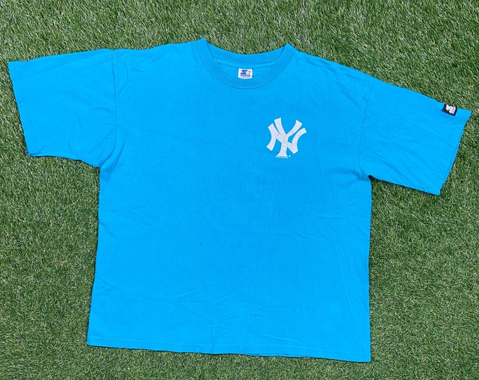 Vintage New York Yankees T Shirt Tee Starter Made USA Size Xtra Large XL MLB Baseball Bronx Bombers Nyc Baby Blue Rare Judge