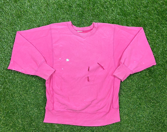 Vintage Plain Pink Champion Crewneck Sweatshirt Size Medium M Quality 1990's Oversized Comfy Great Fit Original 90s Pull Over