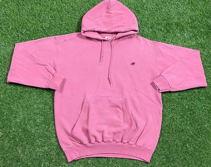Vintage Pink Hoodie Sweatshirt Imus Size Medium M Quality 1990s Oversized Fit Made USA Original 90s Pull Over