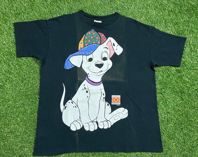Vintage 101 Dalmatians T Shirt Tee Made USA Size Large L Walt Disney 1996 Animated Movie Mickey Mouse Cruella 1990s 90s