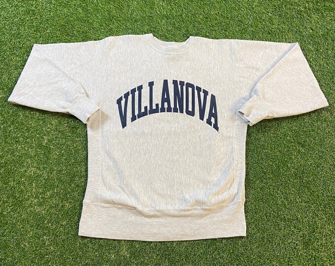 Vintage Villanova University Crewneck Sweatshirt Champion Reverse Weave Large L NCAA Basketball Philadelphia Pennsylvania 1990s Pull Over