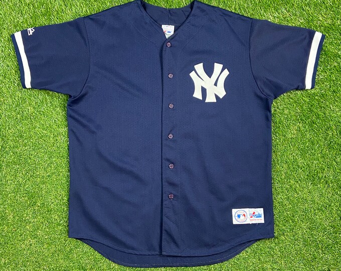 Vintage New York Yankees Baseball Jersey Majestic Made USA Size XXL 2XL MLB Baseball American League Bronx 1990s Original