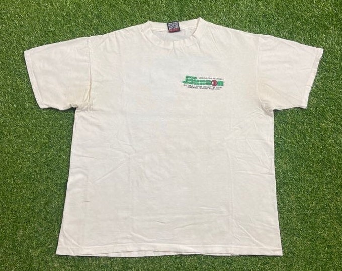 Vintage Big Johnson T Shirt Tee Oneita Made USA Size Xtra Large XL Johnson Bow Hunting Equipment Deer Target 1990s 90s