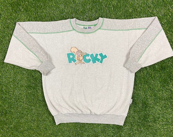 Vintage Rocky & Bullwinkle Toon Time Crewneck Sweatshirt Medium Cartoon Warner Bros Looney Tunes Animation Pull Over Comfy Cozy Warm