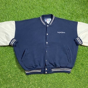 Vintage New York Yankees Bomber Jacket Russell Xtra Large XL Snap Button Varsity Letterman Coat MLB Baseball Bronx Bombers Jeter 1990s 90s