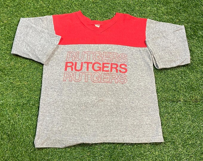 Vintage Rutgers University Crewneck Sweatshirt Made USA Size Small S NCAA College Football Scarlet Knights New Jersey NJ 1990s 90s Pull Over