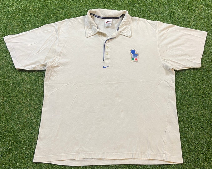 Vintage Nike Polo Shirt Xtra Large XL Nike Swoosh Check Mark Just Do It Classic 1990s 90s Original Figc Italy National Football