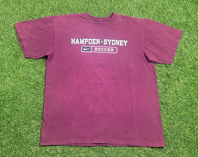 Vintage Hampden Sydney Soccer T Shirt Tee Nike Size Large L Virginia College FIFA MLS Futbol 1990s 90s