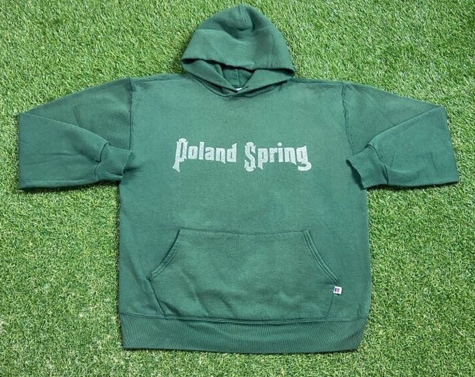 Vintage Poland Spring Hoodie Sweatshirt Made USA Size Large L Water Bottle Quality 1990s Oversized Comfy Great Fit Original 90s Pull Over