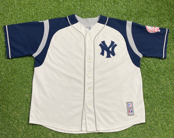 Vintage New York Yankees Baseball Jersey Majestic Size XXL 2XL MLB Baseball American League Bronx Jeter 1990s 90s Original