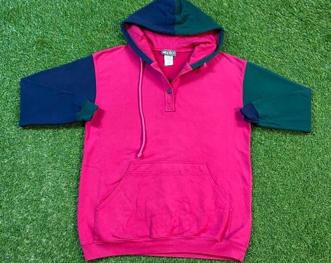 Vintage Plain Pink Champion Hoodie Sweatshirt Made USA Size Medium M Quality 1990s Oversized Comfy Great Fit Original 90s Pull Over