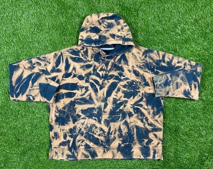 Vintage Nike Hoodie Sweater Size XXL 2XL Air Jordan Just Do It Rare 1990s 90s Sportswear Classic Swoosh Pull Over Custom Bleach Tie Dye
