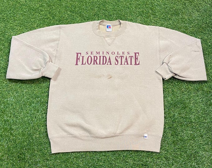 Vintage Florida State University Seminoles Crewneck Sweatshirt Made USA Size Large L NCAA College Football FSU 1990s 90s Oversized As Is